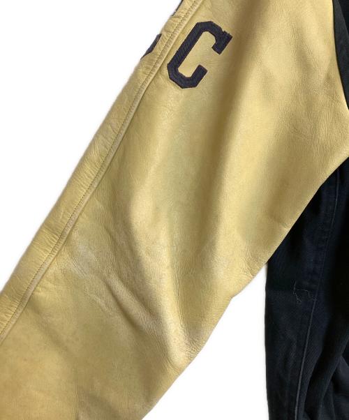 BUZZ RICKSON'S（バズリクソンズ）Buzz Rickson's (バズリクソンズ) 袖レザースタジャン ベージュ×ネイビー サイズ:Lの古着・服飾アイテム