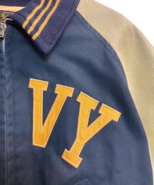 BUZZ RICKSON'S（バズリクソンズ）Buzz Rickson's (バズリクソンズ) 袖レザースタジャン ベージュ×ネイビー サイズ:Lの古着・服飾アイテム