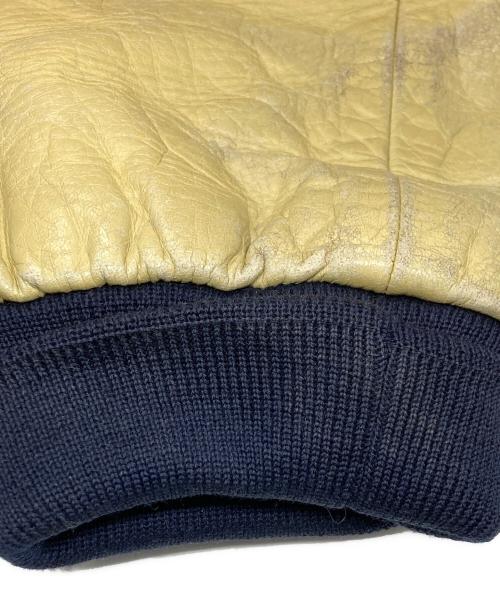 BUZZ RICKSON'S（バズリクソンズ）Buzz Rickson's (バズリクソンズ) 袖レザースタジャン ベージュ×ネイビー サイズ:Lの古着・服飾アイテム