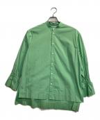 MACPHEEマカフィー）の古着「ファインコットンブロード スタンドカラーシャツ」｜グリーン