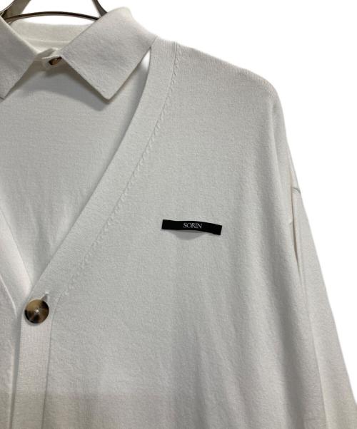 SORIN（ソリン）sorin (ソリン) Stretchy Viscose Shirt Collar Wide Cardigan ホワイト サイズ:38の古着・服飾アイテム