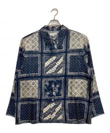 KITH（キス）の古着「Silk Twill Boxy Collared Overshirt / シルクツイル ボクシーカラー オーバーシャツ」｜ネイビー