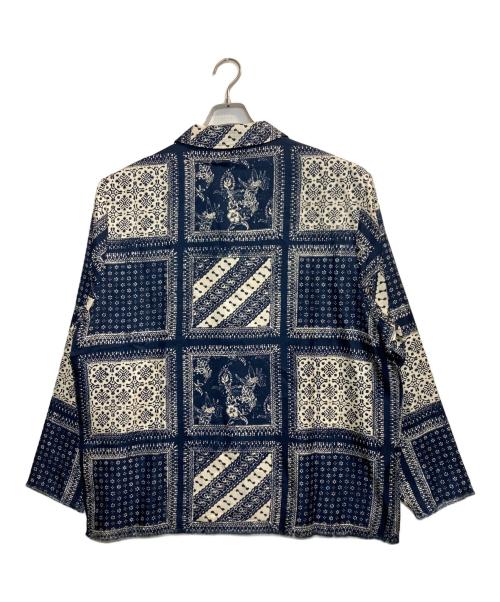KITH（キス）KITH (キス) Silk Twill Boxy Collared Overshirt / シルクツイル ボクシーカラー オーバーシャツ ネイビー サイズ:ＸＬの古着・服飾アイテム