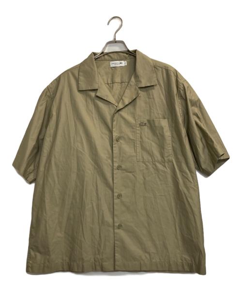 LACOSTE（ラコステ）LACOSTE (ラコステ) コットンバックサテンオープンネックシャツ カーキ サイズ:41の古着・服飾アイテム