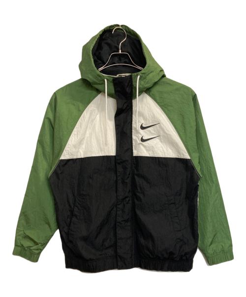 NIKE（ナイキ）NIKE (ナイキ) SWOOSH HOODY WOVEN JACKET ブラック×グリーン サイズ:Lの古着・服飾アイテム