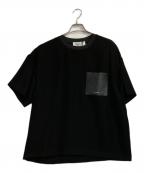 CULLNIクルニ）の古着「レザーポケットカットソー」｜ブラック