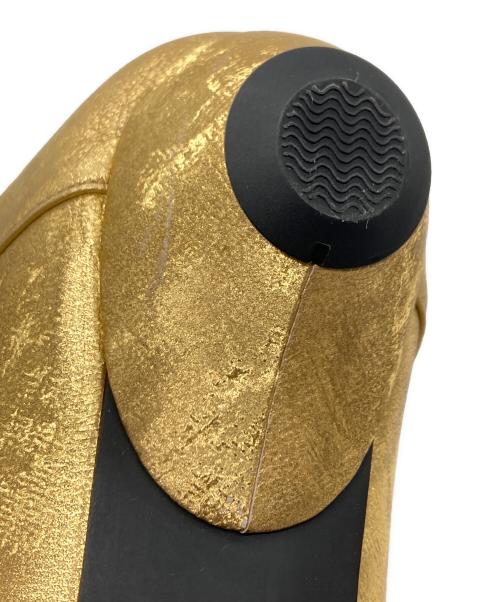 Mame Kurogouchi（マメクロゴウチ）mame kurogouchi (マメクロゴウチ) Curved Line Low Heel Metallic Babouche Shoes ゴールド サイズ:24.5の古着・服飾アイテム