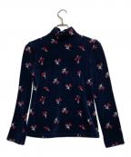 Mame Kurogouchiマメクロゴウチ）の古着「小花柄ハイネックベロアカットソー」｜ネイビー