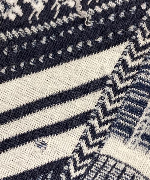 Mame Kurogouchi（マメクロゴウチ）Mame Kurogouchi (マメクロゴウチ) 金木犀モチーフ ジャガード ニットベスト ネイビー×ホワイト サイズ:2の古着・服飾アイテム
