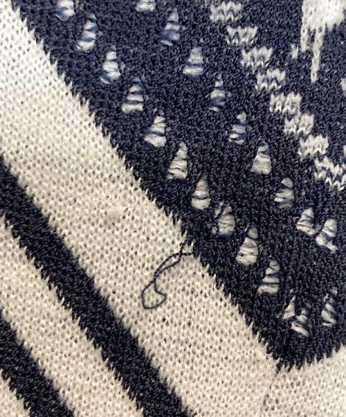 Mame Kurogouchi（マメクロゴウチ）Mame Kurogouchi (マメクロゴウチ) 金木犀モチーフ ジャガード ニットベスト ネイビー×ホワイト サイズ:2の古着・服飾アイテム