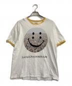 KAPITALキャピタル）の古着「Love & Peace & RAIN リンガーTシャツ」｜ホワイト×イエロー