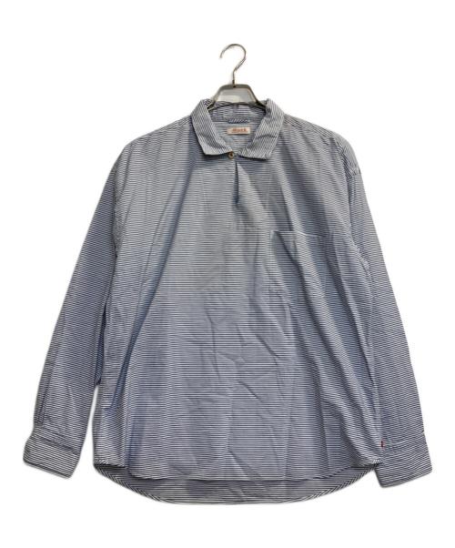 45rpm&（フォーティファイブアールピーエムアンド）45rpm& (フォーティファイブアールピーエムアンド) スキッパーブラウス ブルー×ホワイト サイズ:5の古着・服飾アイテム