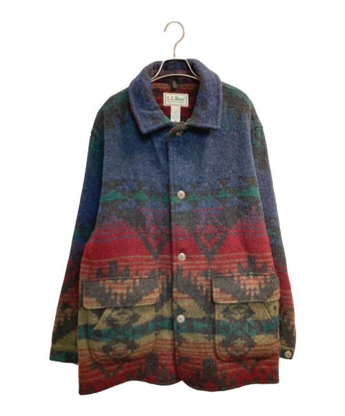 L.L.Bean（エルエルビーン）L.L.Bean (エルエルビーン) ネイティブ柄3Bウールコート ネイビー×レッド サイズ:Lの古着・服飾アイテム