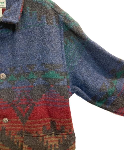 L.L.Bean（エルエルビーン）L.L.Bean (エルエルビーン) ネイティブ柄3Bウールコート ネイビー×レッド サイズ:Lの古着・服飾アイテム