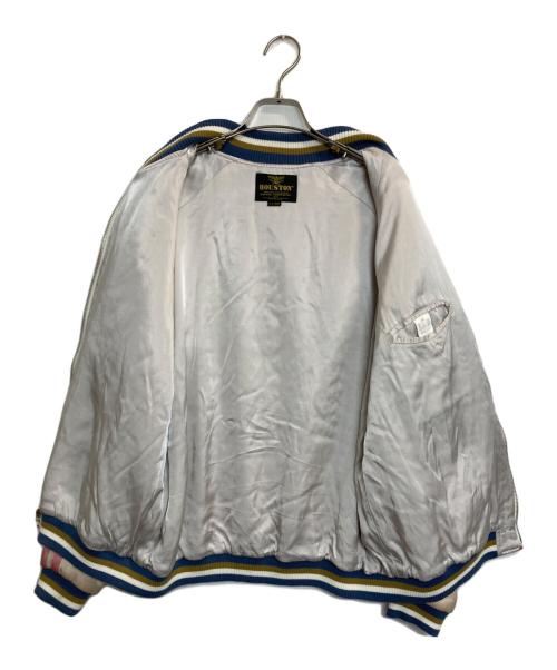 HOUSTON（ヒューストン）HOUSTON (ヒューストン) Rayon Souvenir Jacket (Maiko) / 舞妓 龍 スーベニア スカジャン ベージュ×ピンク サイズ:XLの古着・服飾アイテム
