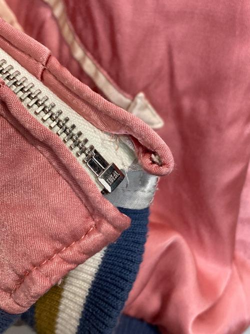 HOUSTON（ヒューストン）HOUSTON (ヒューストン) Rayon Souvenir Jacket (Maiko) / 舞妓 龍 スーベニア スカジャン ベージュ×ピンク サイズ:XLの古着・服飾アイテム