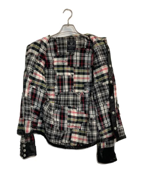 BACK BONE（バックボーン）BACK BONE (バックボーン) パンクパイソンドッキングシャツ ブラック×ホワイト サイズ:Ｓの古着・服飾アイテム