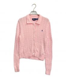 POLO RALPH LAUREN（ポロ・ラルフローレン）の古着「ピマコットンケーブルニットカーディガン」｜ピンク