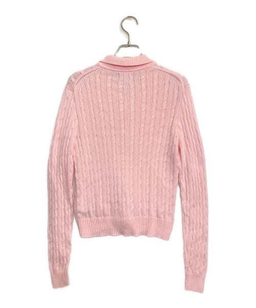 POLO RALPH LAUREN（ポロ・ラルフローレン）POLO RALPH LAUREN (ポロ・ラルフローレン) ピマコットンケーブルニットカーディガン ピンク サイズ:Sの古着・服飾アイテム