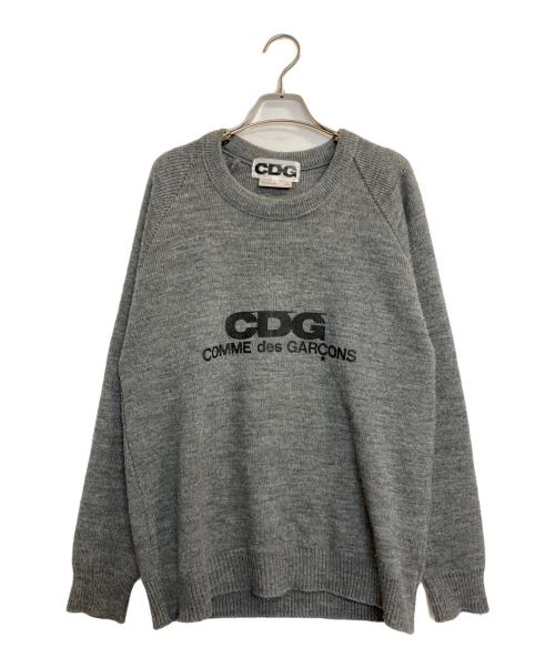 CDG COMME DES GARCON（コムデギャルソン）CDG COMME DES GARCON (コムデギャルソン) Charles kirk (チャールズ カーク) ロゴラグランニット グレー サイズ:Lの古着・服飾アイテム