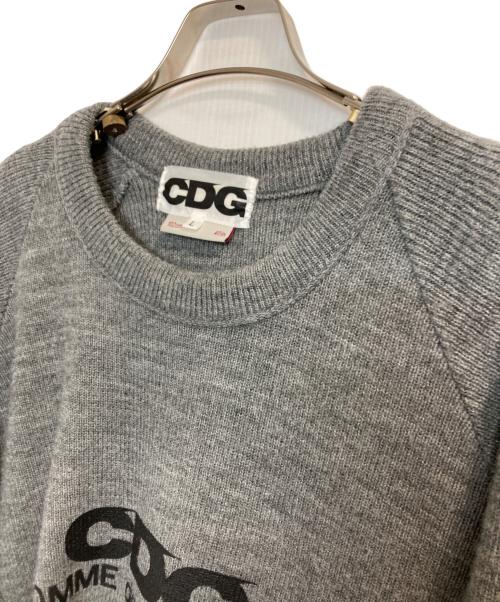 CDG COMME DES GARCON（コムデギャルソン）CDG COMME DES GARCON (コムデギャルソン) Charles kirk (チャールズ カーク) ロゴラグランニット グレー サイズ:Lの古着・服飾アイテム