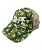 A BATHING APEアベイシングエイプ）の古着「EGRA CAMO TRUCKER CAP / カモフラトラッカーキャップ」｜グリーン×ベージュ