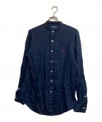 POLO RALPH LAURENポロ・ラルフローレン）の古着「バンドカラーリネンシャツ」｜ネイビー