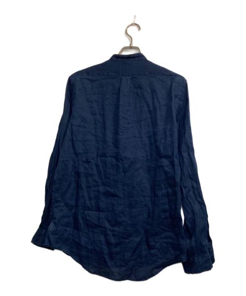 POLO RALPH LAUREN（ポロ・ラルフローレン）POLO RALPH LAUREN (ポロ・ラルフローレン) バンドカラーリネンシャツ ネイビー サイズ:Ｓの古着・服飾アイテム