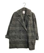 Spick and Spanスピック＆スパン）の古着「Wスライバーチェックハーフコート」｜ブラック×グレー