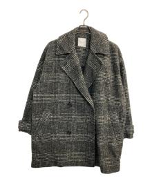 Spick and Span（スピック＆スパン）の古着「Wスライバーチェックハーフコート」｜ブラック×グレー