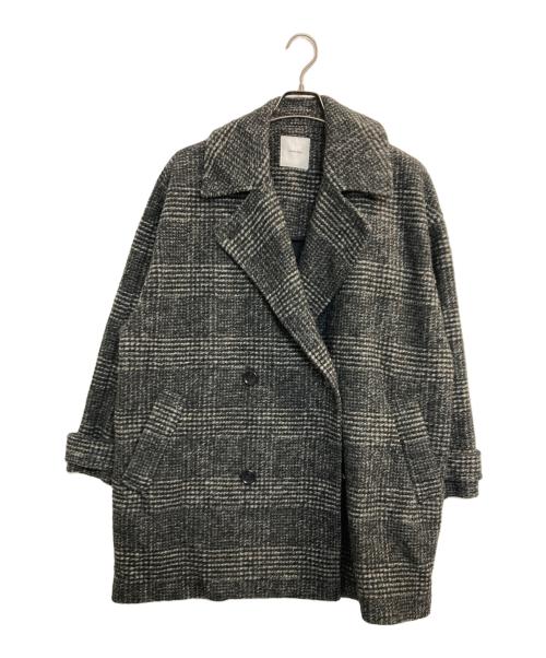 Spick and Span（スピック＆スパン）Spick and Span (スピック＆スパン) Wスライバーチェックハーフコート ブラック×グレー サイズ:38の古着・服飾アイテム
