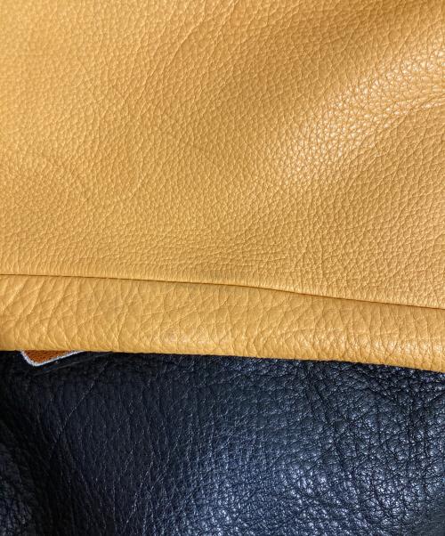 ZARA（ザラ）ZARA (ザラ) バッファローレザースタジャン ブラック×イエロー サイズ:Mの古着・服飾アイテム