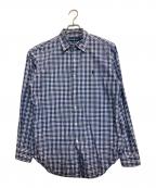 RALPH LAURENラルフローレン）の古着「ボタンダウン長袖チェックシャツ」｜ネイビー×ホワイト