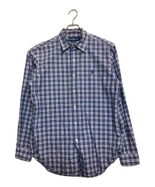 RALPH LAUREN（ラルフローレン）RALPH LAUREN (ラルフローレン) ボタンダウン長袖チェックシャツ ネイビー×ホワイト サイズ:Mの古着・服飾アイテム