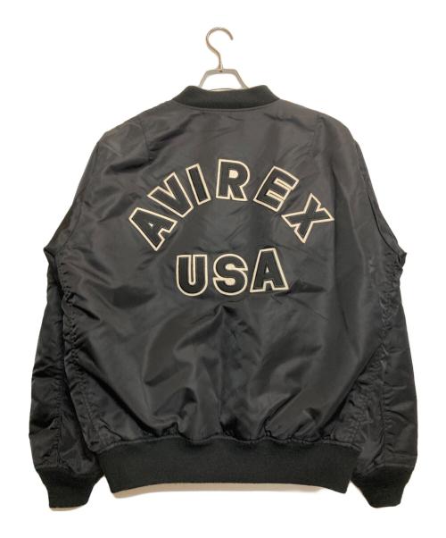 AVIREX（アヴィレックス）AVIREX (アヴィレックス) COMMERCIAL LOGO MA-1フライトジャケット ブラック×オレンジ サイズ:ＸＬの古着・服飾アイテム