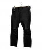 Hysteric Glamourヒステリックグラマー）の古着「ダメージデニムパンツ」｜ブラック