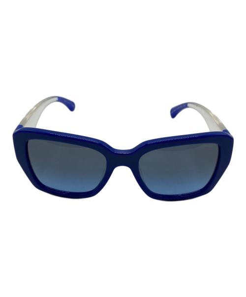 CHANEL（シャネル）CHANEL (シャネル) サイドロゴウェリントンサングラス ブルー×ブラック サイズ:54□19の古着・服飾アイテム