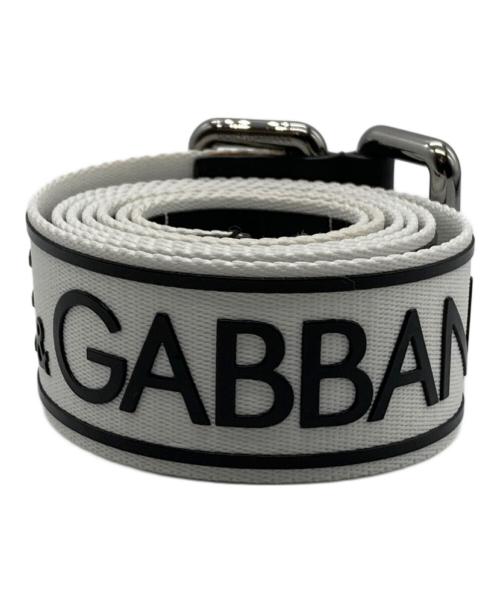 DOLCE & GABBANA（ドルチェ＆ガッバーナ）DOLCE & GABBANA (ドルチェ＆ガッバーナ) ロゴベルト ブラック×ホワイトの古着・服飾アイテム