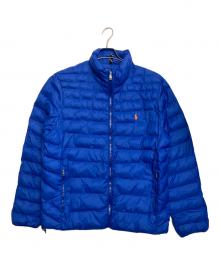 POLO RALPH LAUREN（ポロ・ラルフローレン）の古着「ワンポイントライトダウンジャケット」｜ブルー×オレンジ