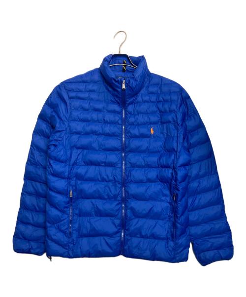POLO RALPH LAUREN（ポロ・ラルフローレン）POLO RALPH LAUREN (ポロ・ラルフローレン) ワンポイントライトダウンジャケット ブルー×オレンジ サイズ:Ｌの古着・服飾アイテム
