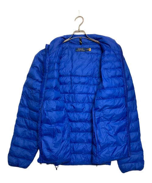 POLO RALPH LAUREN（ポロ・ラルフローレン）POLO RALPH LAUREN (ポロ・ラルフローレン) ワンポイントライトダウンジャケット ブルー×オレンジ サイズ:Ｌの古着・服飾アイテム