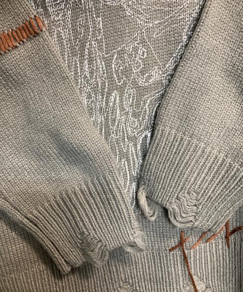 a good bad influence（アグッドバッドインフルエンス）A Good Bad Influence (アグッドバッドインフルエンス) ダメージ加工ニット グレー×ブラウン サイズ:1の古着・服飾アイテム