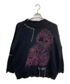 a good bad influenceアグッドバッドインフルエンス）の古着「ダメージ加工ニット」｜ブラック×ピンク