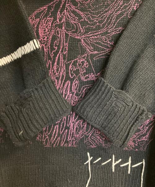 a good bad influence（アグッドバッドインフルエンス）A Good Bad Influence (アグッドバッドインフルエンス) ダメージ加工ニット ブラック×ピンク サイズ:2の古着・服飾アイテム