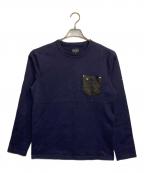 SCHOTT BROS.ショット）の古着「レザーポケットカットソー」｜ネイビー