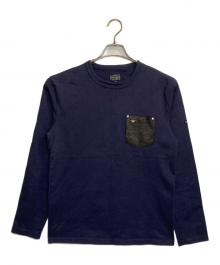 SCHOTT BROS.（ショット）の古着「レザーポケットカットソー」｜ネイビー