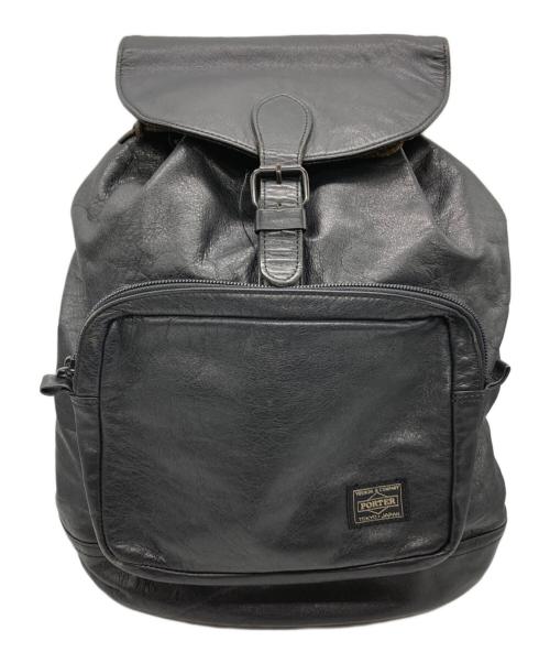 PORTER（ポーター）PORTER (ポーター) CORTINA RUCKSACK / コルチナレザーリュックサック ブラックの古着・服飾アイテム