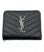 Saint Laurent Parisサンローランパリ）の古着「カサンドラロゴコンパクトキャビアスキンウォレット」｜ブラック