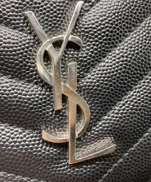 Saint Laurent Paris（サンローランパリ）Saint Laurent Paris (サンローランパリ) カサンドラロゴコンパクトキャビアスキンウォレット ブラックの古着・服飾アイテム