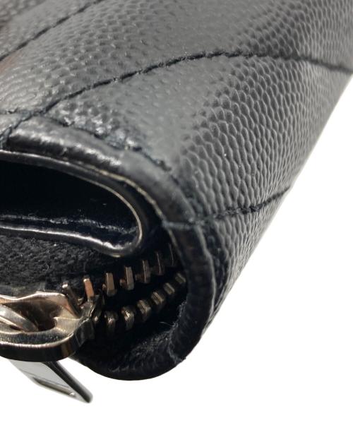 Saint Laurent Paris（サンローランパリ）Saint Laurent Paris (サンローランパリ) カサンドラロゴコンパクトキャビアスキンウォレット ブラックの古着・服飾アイテム